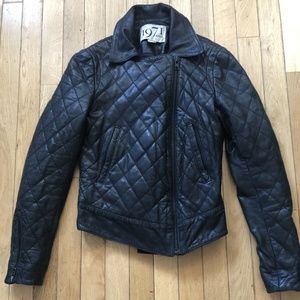 Reiss Lambskin Leather Jacket with Collar Blk/XS